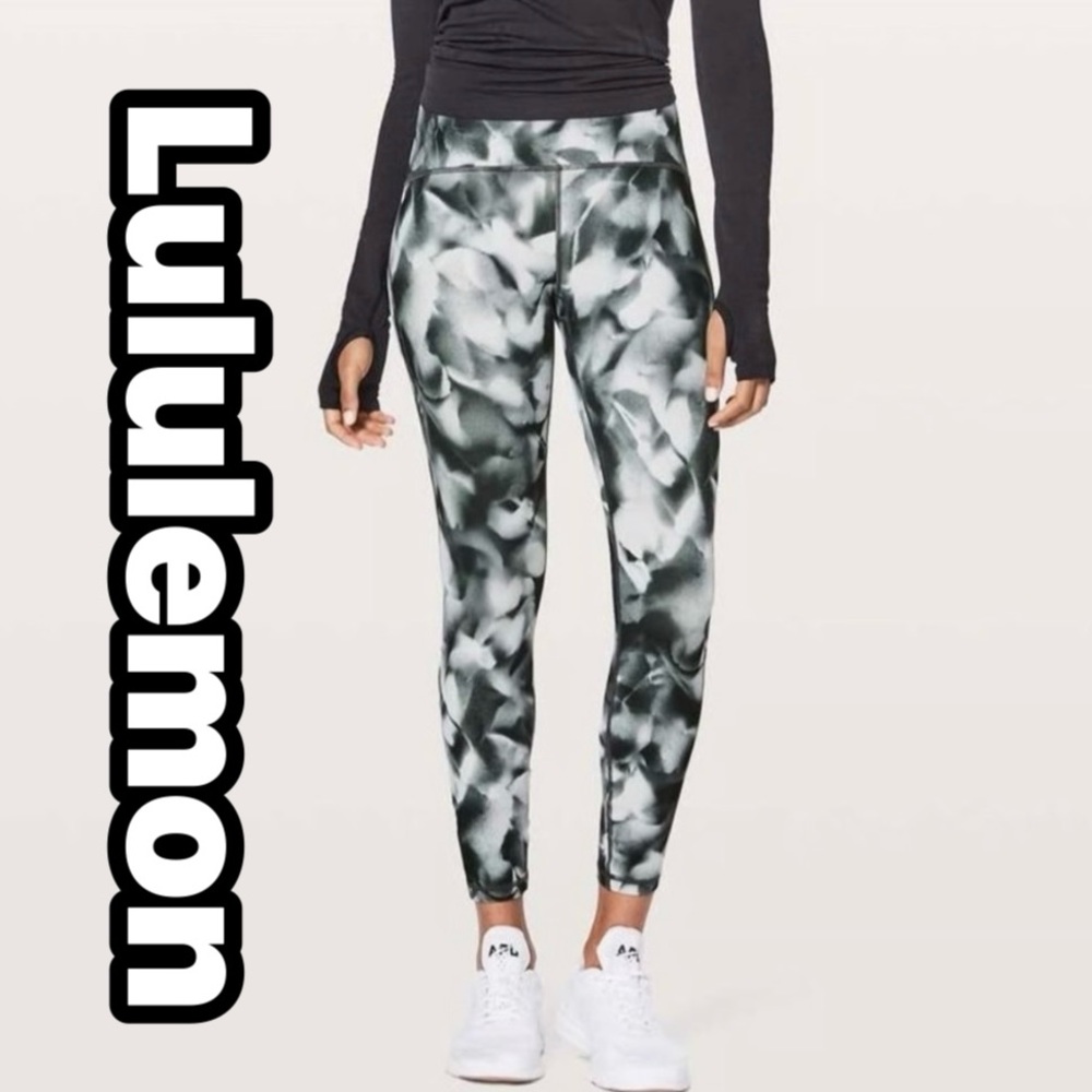 Lululemon Train Times High Rise Pants Blush Blossom Alpine White Black SZ 8